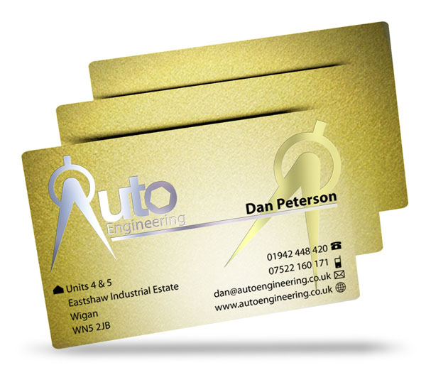 Metallic plastic business cards free design service