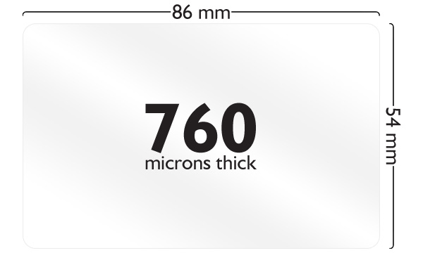 white plastic cards dimensions